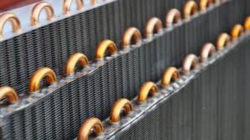 Close-up of an air conditioning coil